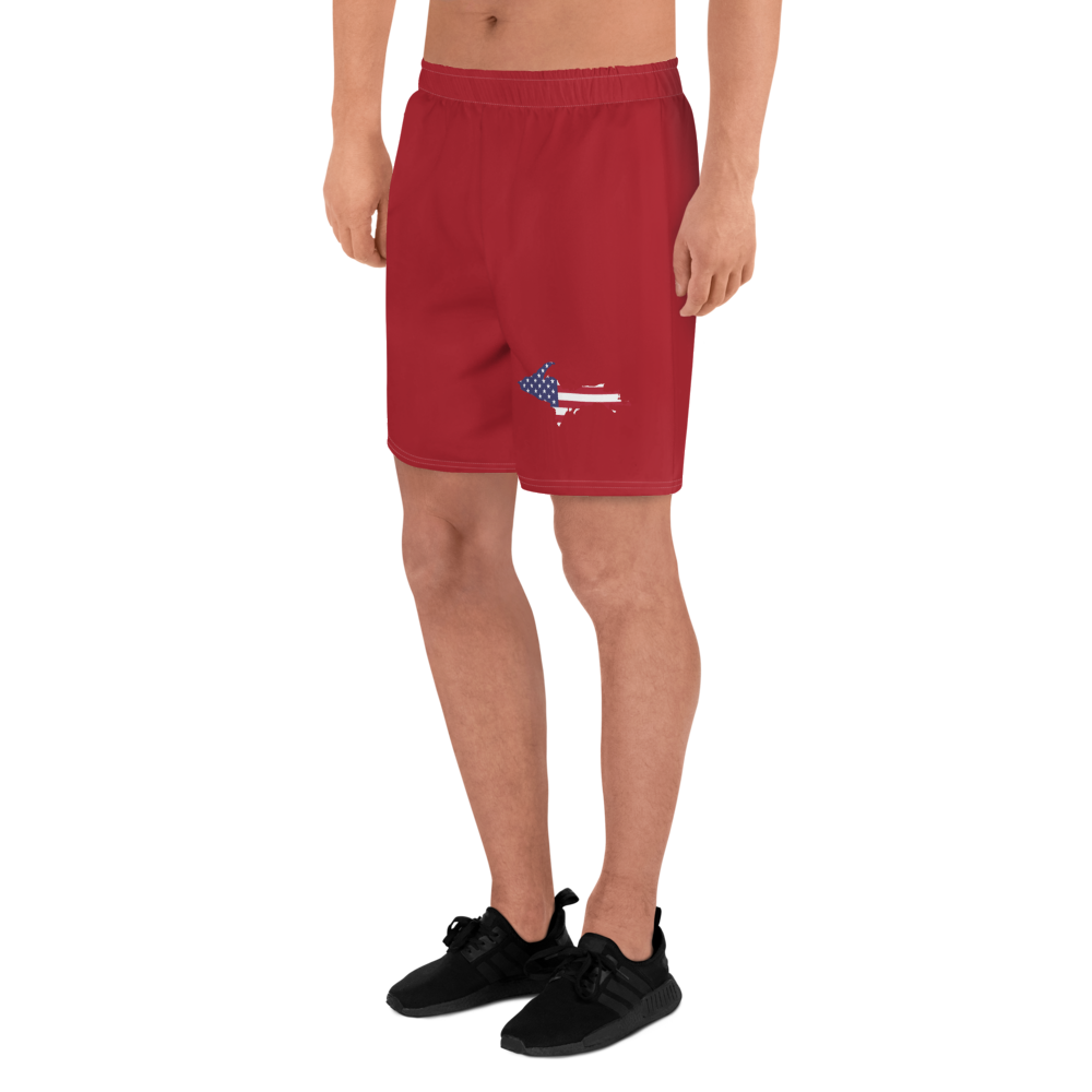 Michigan Upper Peninsula Athletic Shorts (w/ UP USA Flag) | Men's - Thimbleberry Red