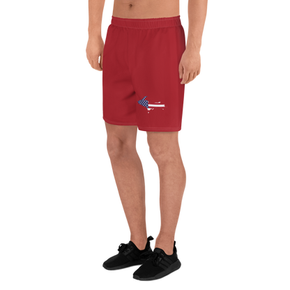 Michigan Upper Peninsula Athletic Shorts (w/ UP USA Flag) | Men's - Thimbleberry Red