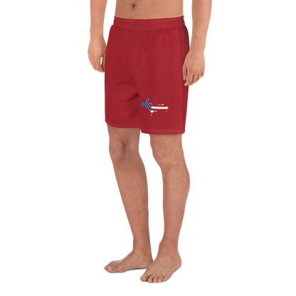 Michigan Upper Peninsula Athletic Shorts (w/ UP USA Flag) | Men's - Thimbleberry Red