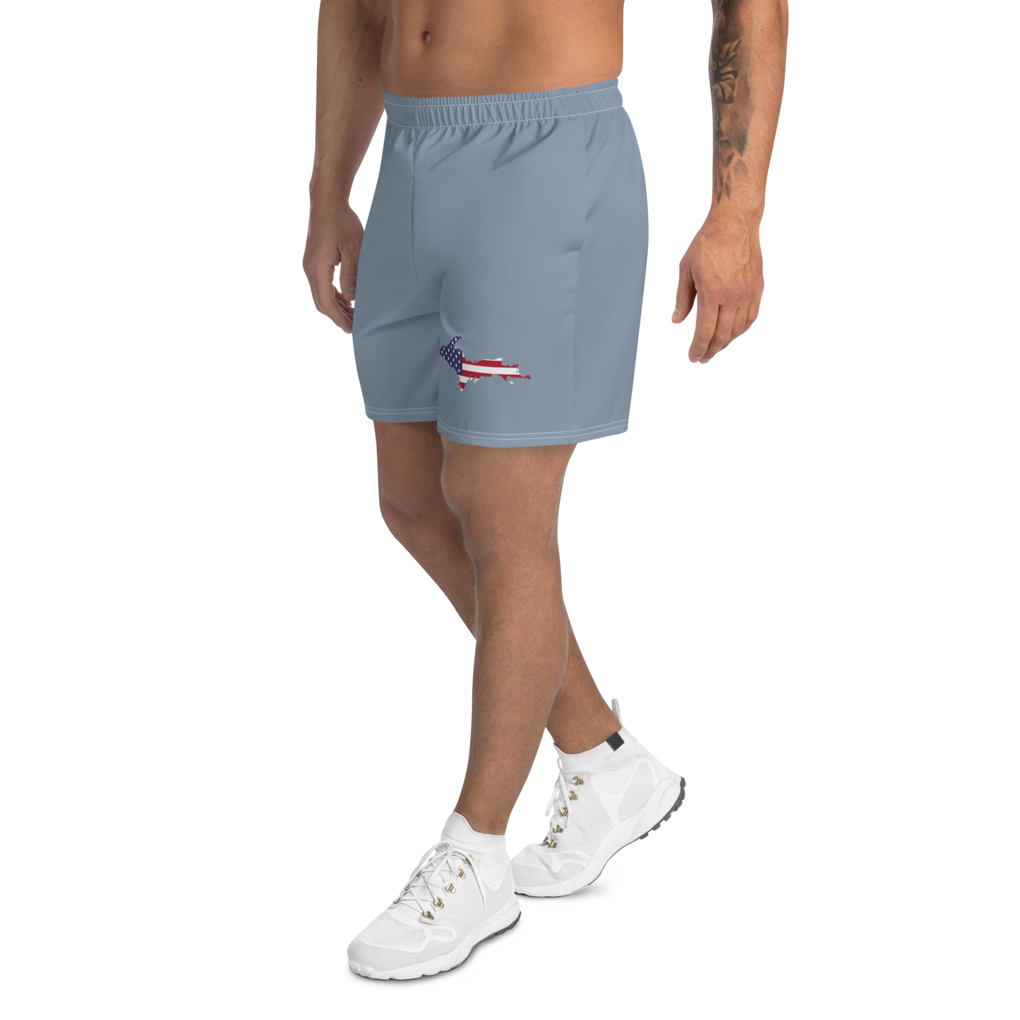 Michigan Upper Peninsula Athletic Shorts (w/ UP USA Flag) | Men's - B-24 Grey