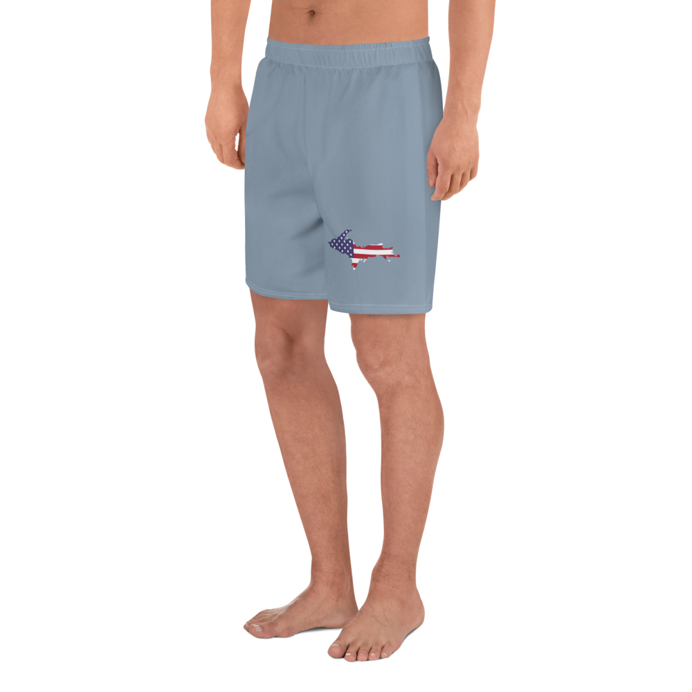 Michigan Upper Peninsula Athletic Shorts (w/ UP USA Flag) | Men's - B-24 Grey