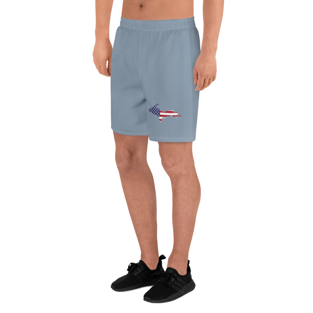 Michigan Upper Peninsula Athletic Shorts (w/ UP USA Flag) | Men's - B-24 Grey