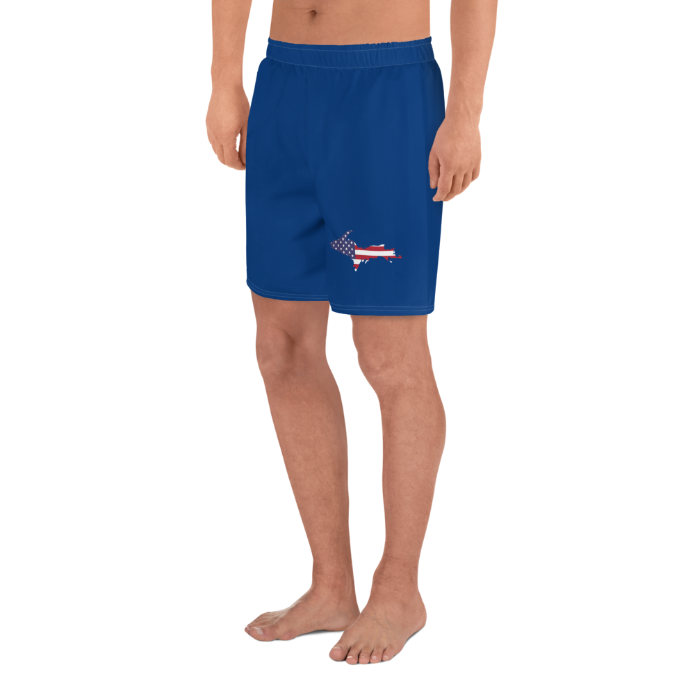 Michigan Upper Peninsula Athletic Shorts (w/ UP USA Flag) | Men's - Dearborn Blue