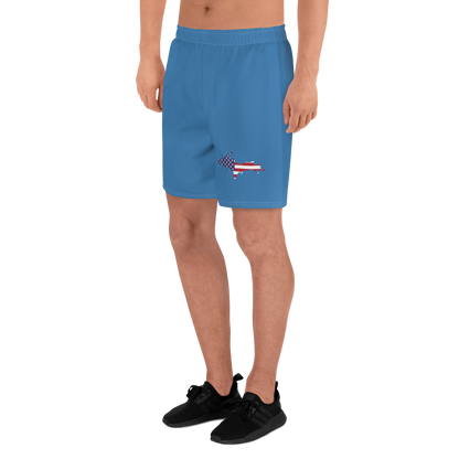 Michigan Upper Peninsula Athletic Shorts (w/ UP USA Flag) | Men's - Lake Superior Blue