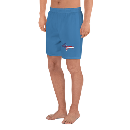 Michigan Upper Peninsula Athletic Shorts (w/ UP USA Flag) | Men's - Lake Superior Blue