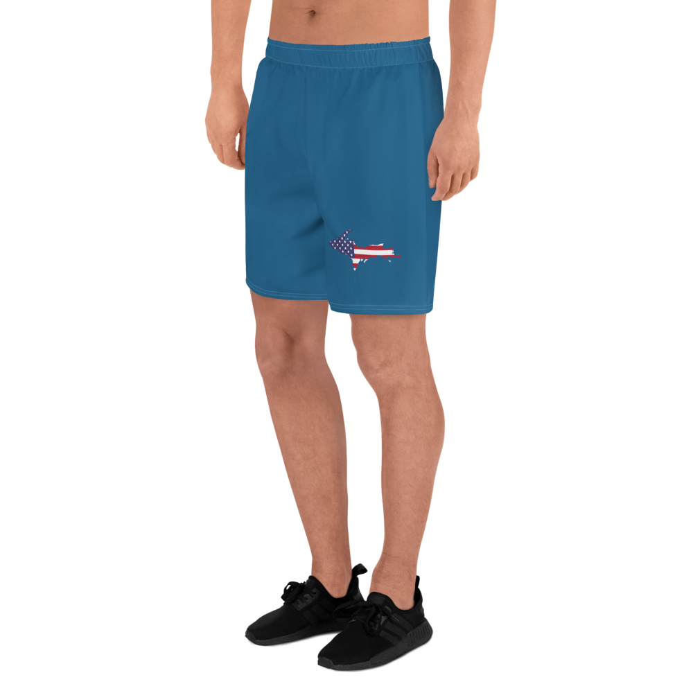 Michigan Upper Peninsula Athletic Shorts (w/ UP USA Flag) | Men's - Blueberry