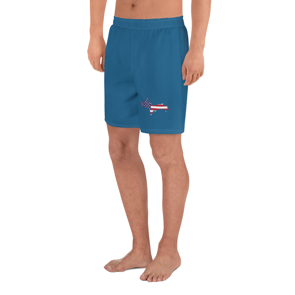 Michigan Upper Peninsula Athletic Shorts (w/ UP USA Flag) | Men's - Blueberry