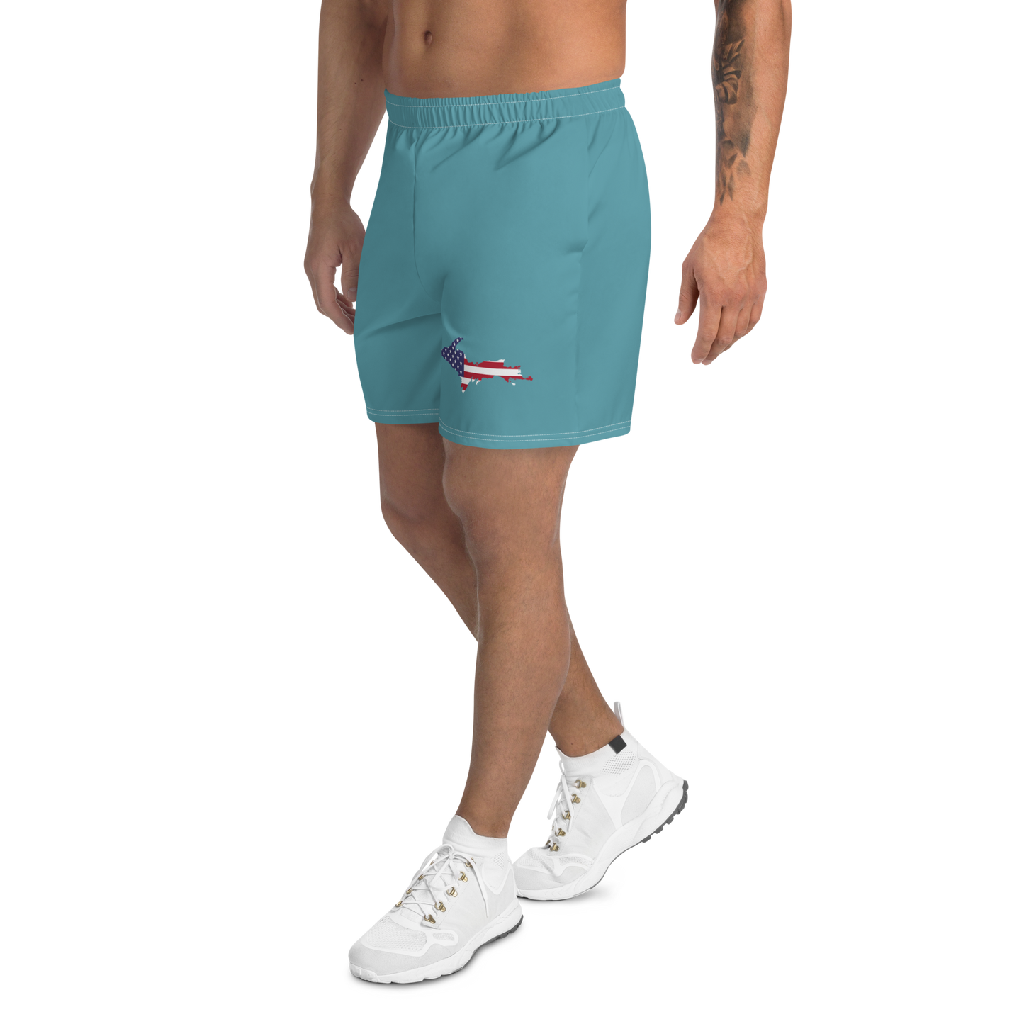 Michigan Upper Peninsula Athletic Shorts (w/ UP USA Flag) | Men's - Lake Huron Blue