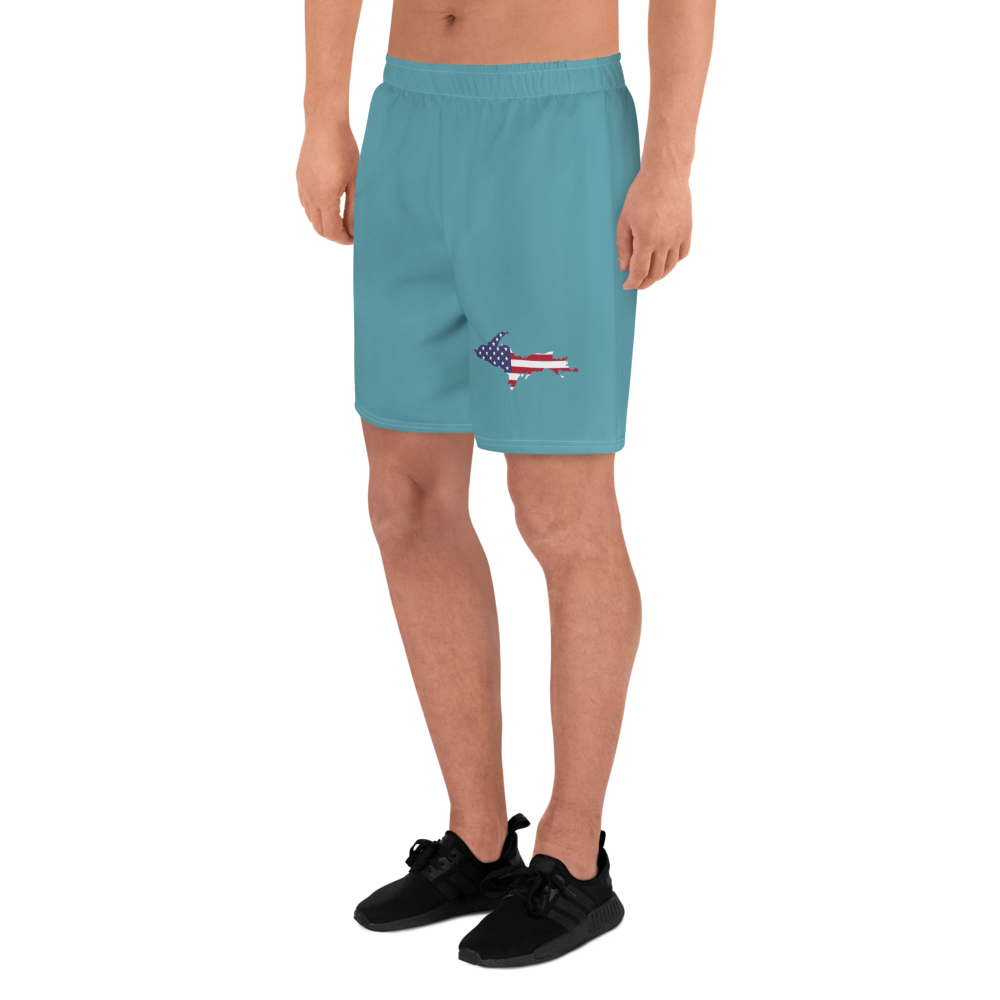 Michigan Upper Peninsula Athletic Shorts (w/ UP USA Flag) | Men's - Lake Huron Blue