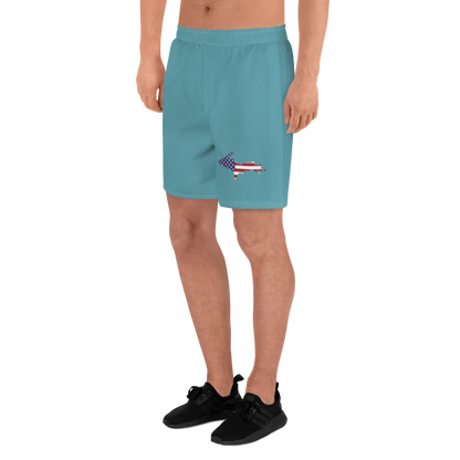 Michigan Upper Peninsula Athletic Shorts (w/ UP USA Flag) | Men's - Lake Huron Blue