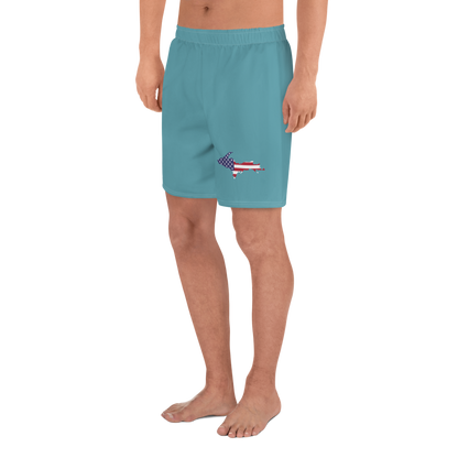 Michigan Upper Peninsula Athletic Shorts (w/ UP USA Flag) | Men's - Lake Huron Blue