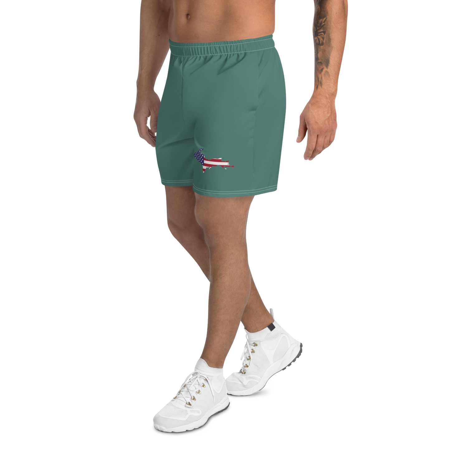 Michigan Upper Peninsula Athletic Shorts (w/ UP USA Flag) | Men's - Copper Green