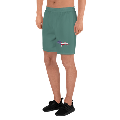 Michigan Upper Peninsula Athletic Shorts (w/ UP USA Flag) | Men's - Copper Green