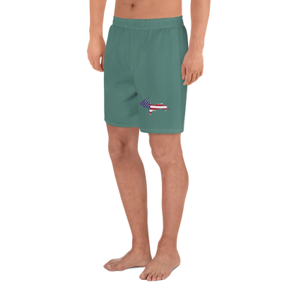 Michigan Upper Peninsula Athletic Shorts (w/ UP USA Flag) | Men's - Copper Green