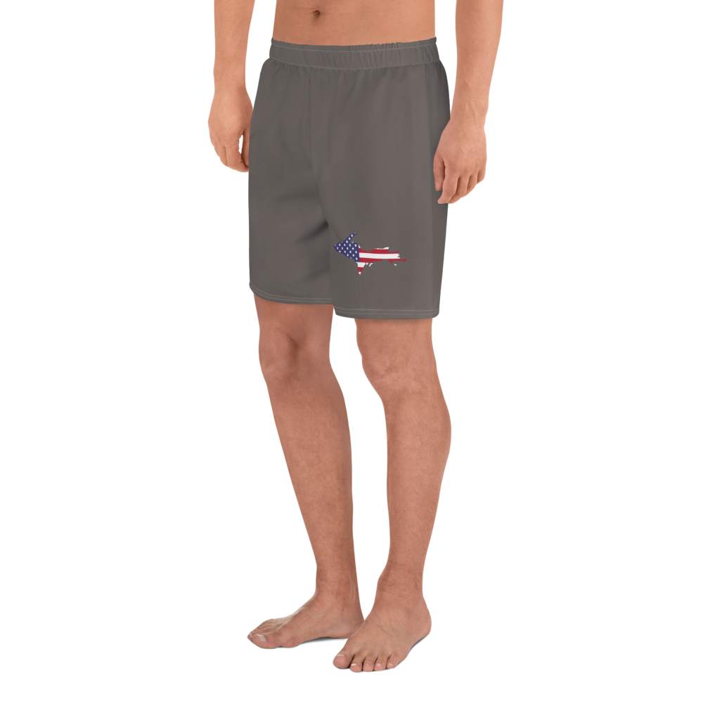 Michigan Upper Peninsula Athletic Shorts (w/ UP USA Flag) | Men's - Warren Tank Grey