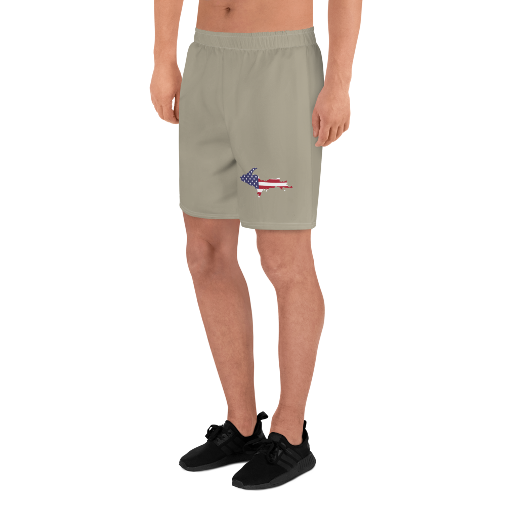 Michigan Upper Peninsula Athletic Shorts (w/ UP USA Flag) | Men's - Petoskey Stone Beige