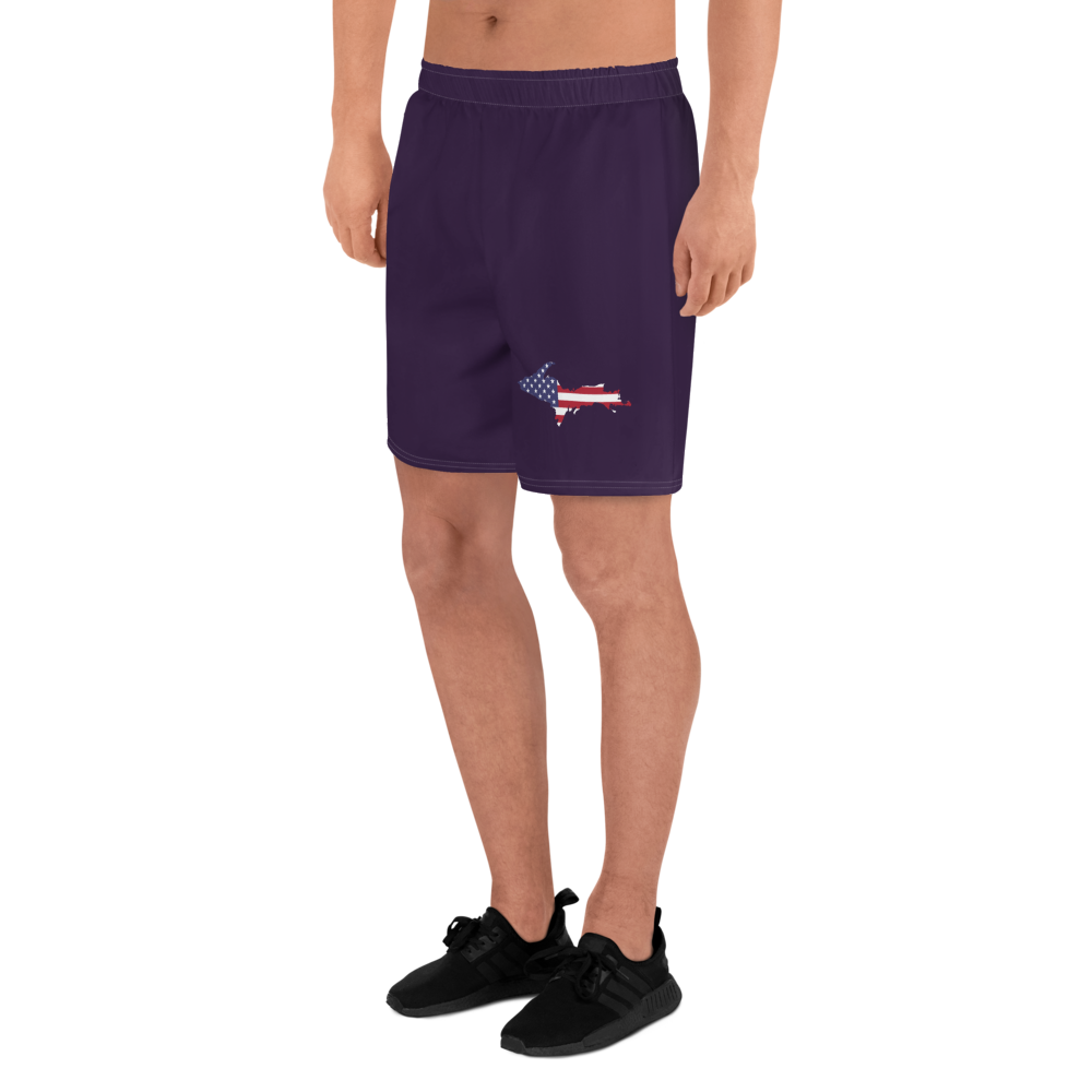 Michigan Upper Peninsula Athletic Shorts (w/ UP USA Flag) | Men's - Blackcurrant