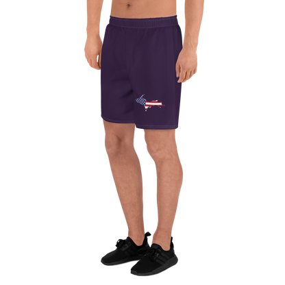 Michigan Upper Peninsula Athletic Shorts (w/ UP USA Flag) | Men's - Blackcurrant