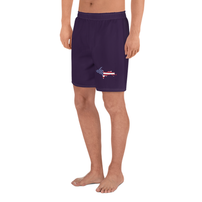 Michigan Upper Peninsula Athletic Shorts (w/ UP USA Flag) | Men's - Blackcurrant