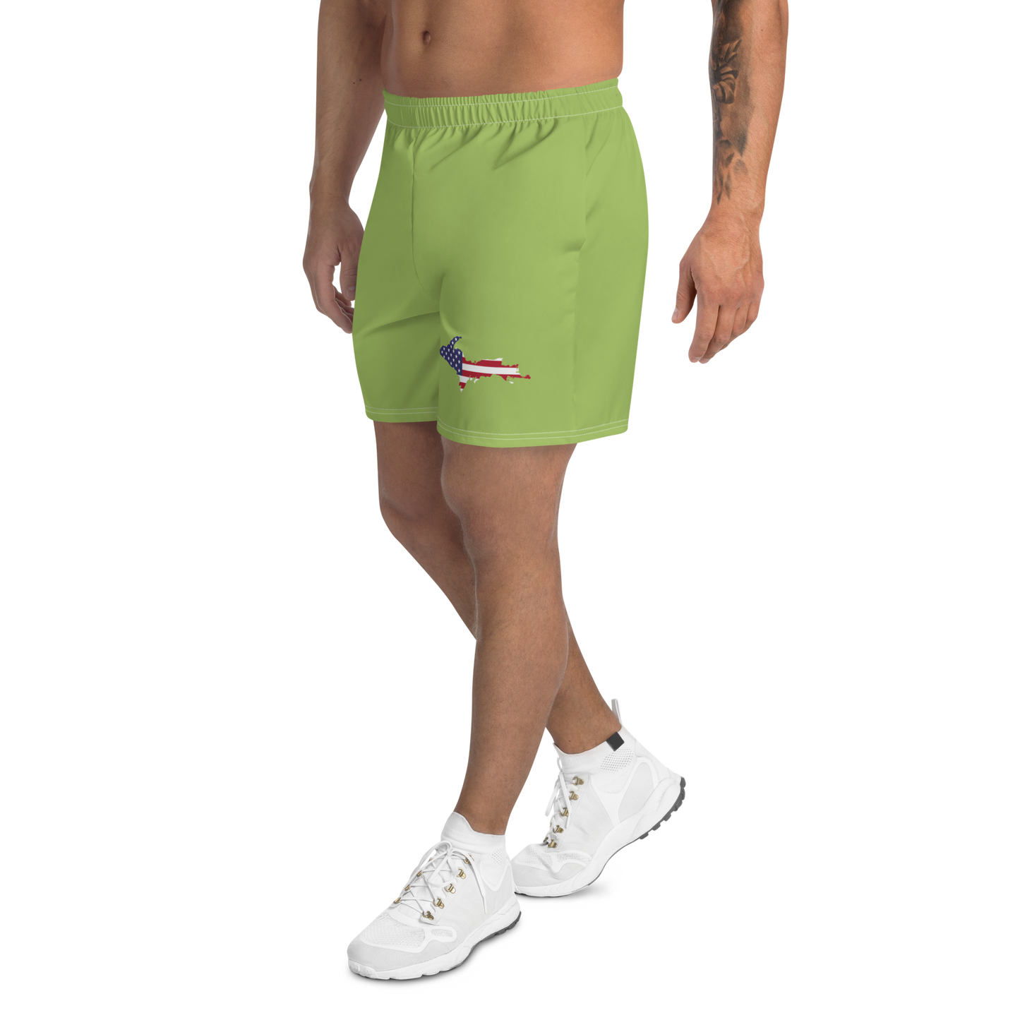 Michigan Upper Peninsula Athletic Shorts (w/ UP USA Flag) | Men's - Metallic Mint Green