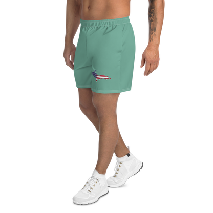 Michigan Upper Peninsula Athletic Shorts (w/ UP USA Flag) | Men's - Metallic Mint Green