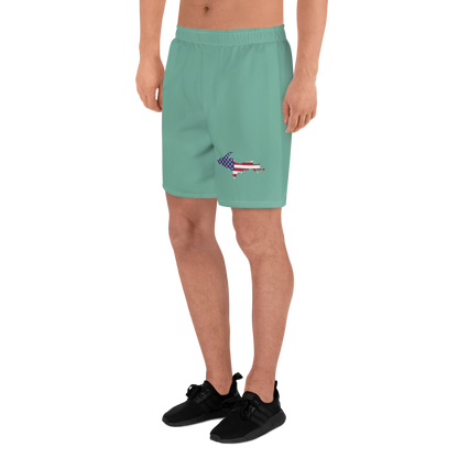 Michigan Upper Peninsula Athletic Shorts (w/ UP USA Flag) | Men's - Metallic Mint Green