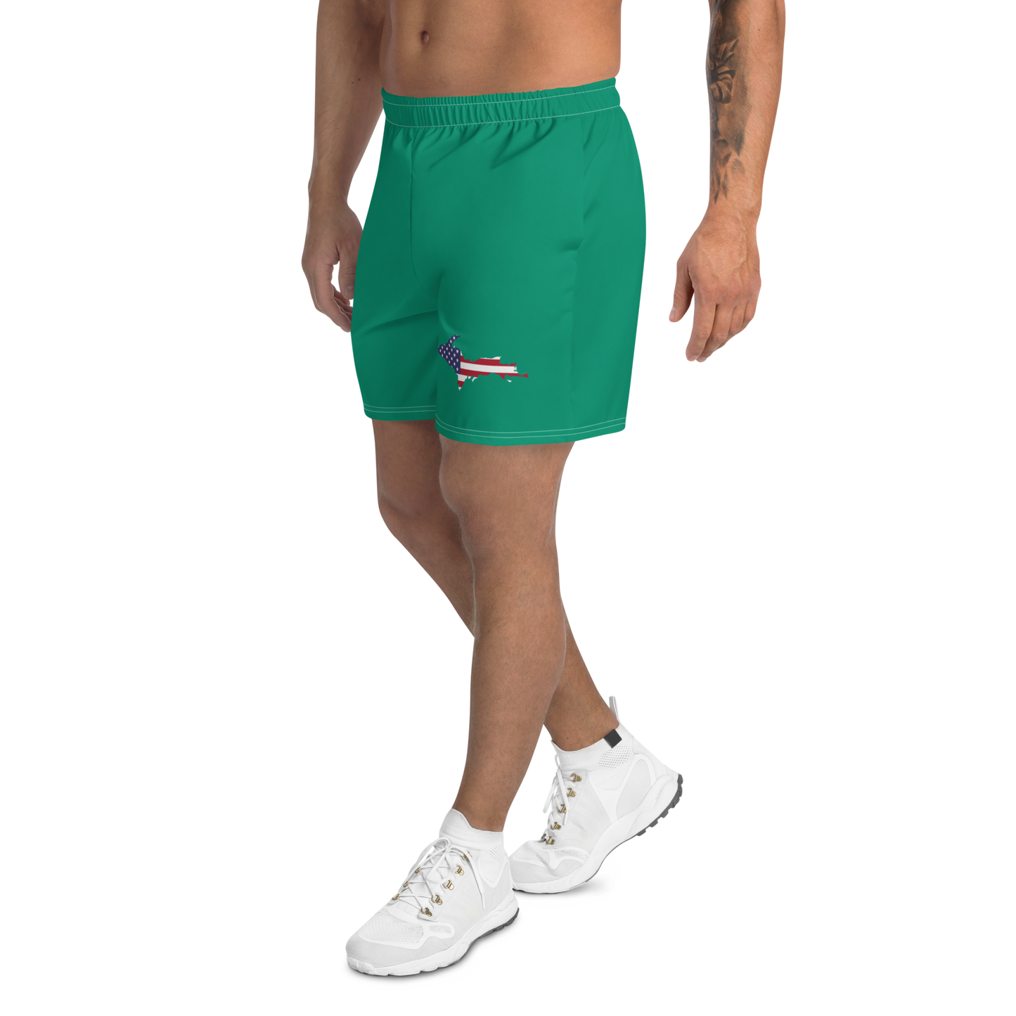 Michigan Upper Peninsula Athletic Shorts (w/ UP USA Flag) | Men's - Emerald Green