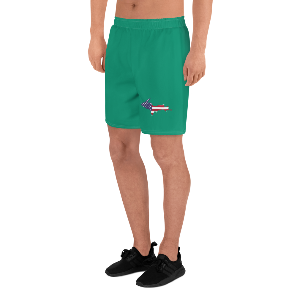 Michigan Upper Peninsula Athletic Shorts (w/ UP USA Flag) | Men's - Emerald Green