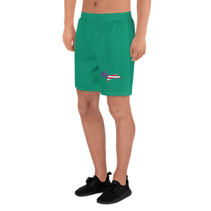 Michigan Upper Peninsula Athletic Shorts (w/ UP USA Flag) | Men's - Emerald Green