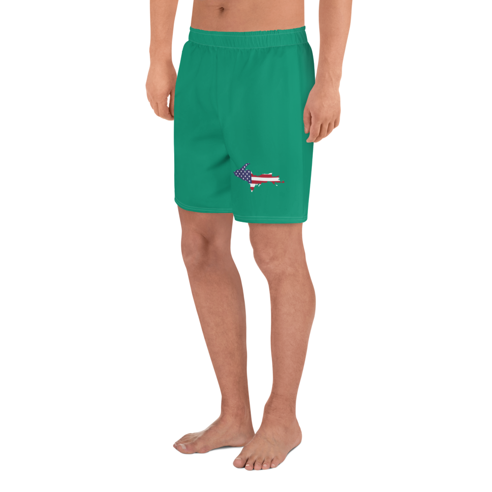 Michigan Upper Peninsula Athletic Shorts (w/ UP USA Flag) | Men's - Emerald Green