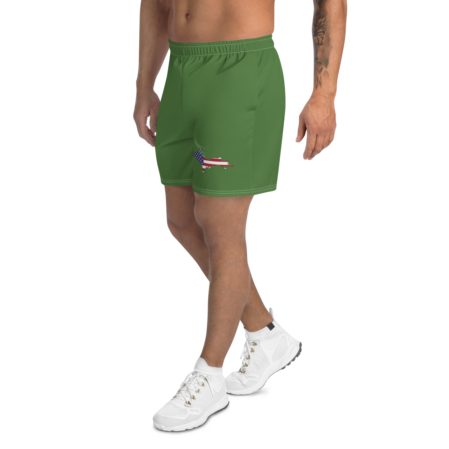 Michigan Upper Peninsula Athletic Shorts (w/ UP USA Flag) | Men's - Pine Green