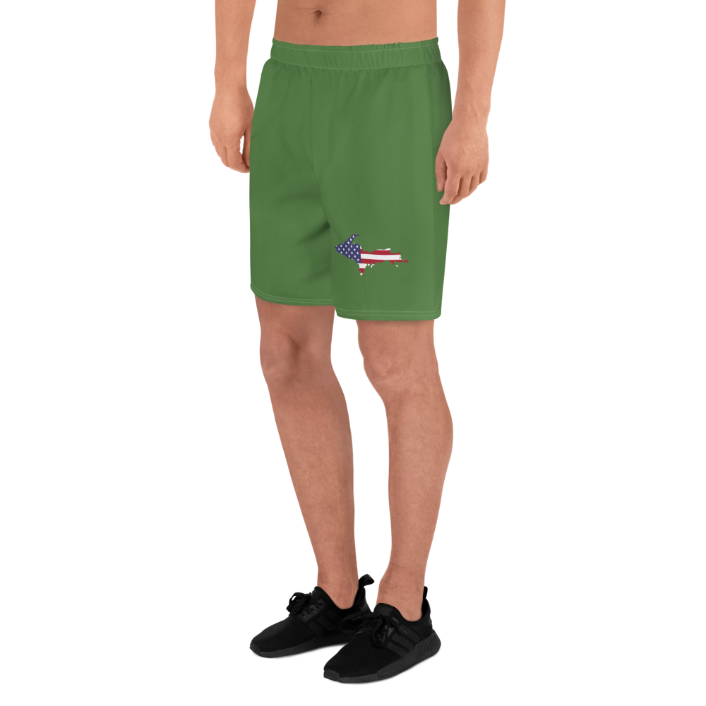 Michigan Upper Peninsula Athletic Shorts (w/ UP USA Flag) | Men's - Pine Green