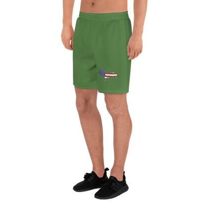 Michigan Upper Peninsula Athletic Shorts (w/ UP USA Flag) | Men's - Pine Green