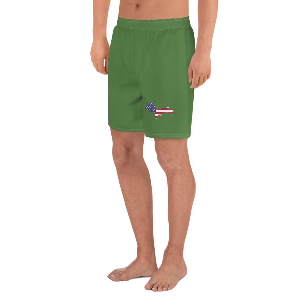 Michigan Upper Peninsula Athletic Shorts (w/ UP USA Flag) | Men's - Pine Green