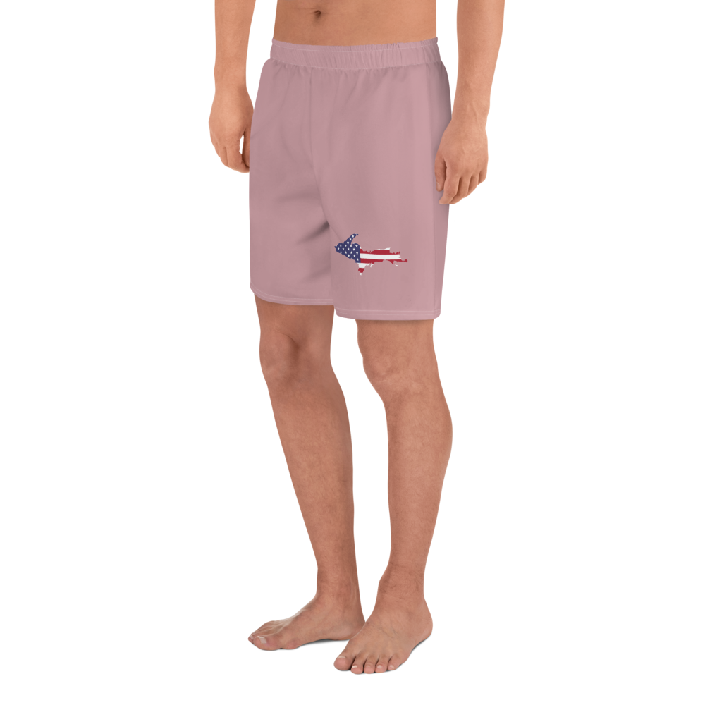 Michigan Upper Peninsula Athletic Shorts (w/ UP USA Flag) | Men's - Cherry Blossom Pink