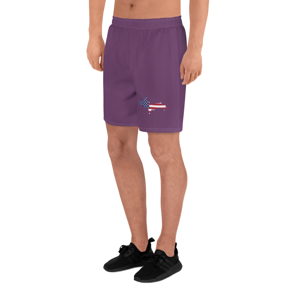 Michigan Upper Peninsula Athletic Shorts (w/ UP USA Flag) | Men's - Plum