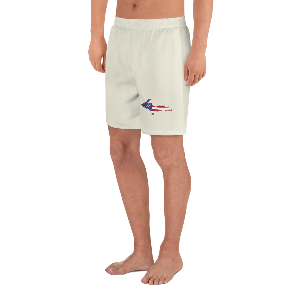 Michigan Upper Peninsula Athletic Shorts (w/ UP USA Flag) | Men's - Ivory White