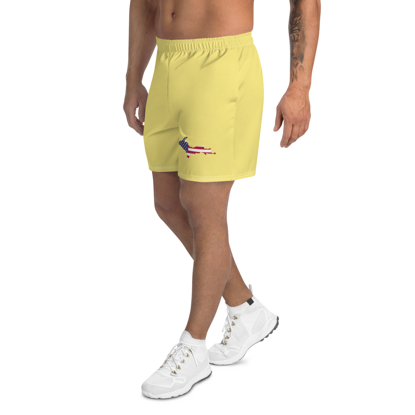 Michigan Upper Peninsula Athletic Shorts (w/ UP USA Flag) | Men's - Cherry Yellow