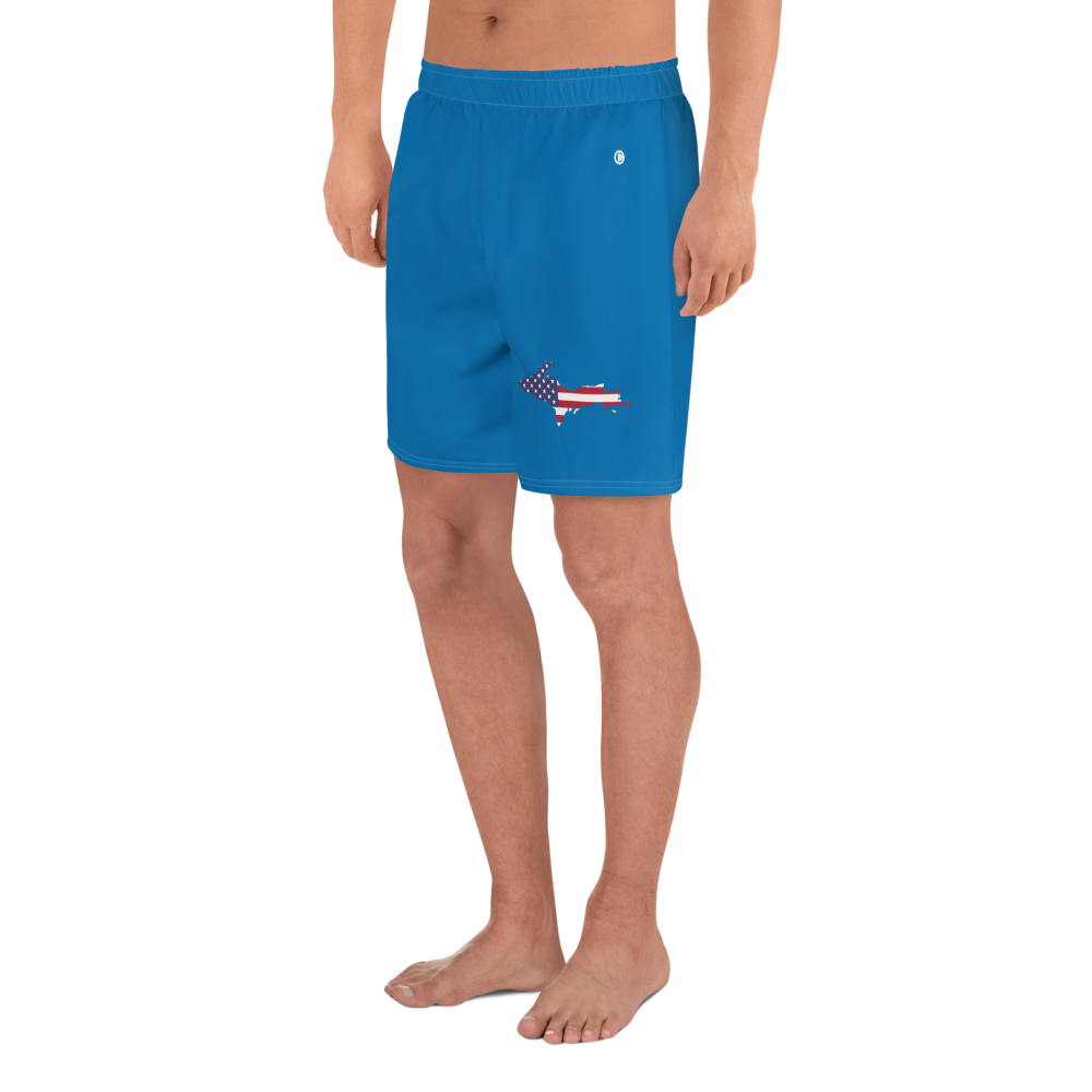 Michigan Upper Peninsula Athletic Shorts (w/ UP USA Flag) | Men's - Azure