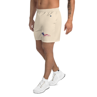 Michigan Upper Peninsula Athletic Shorts (w/ UP USA Flag) | Men's - Champagne White