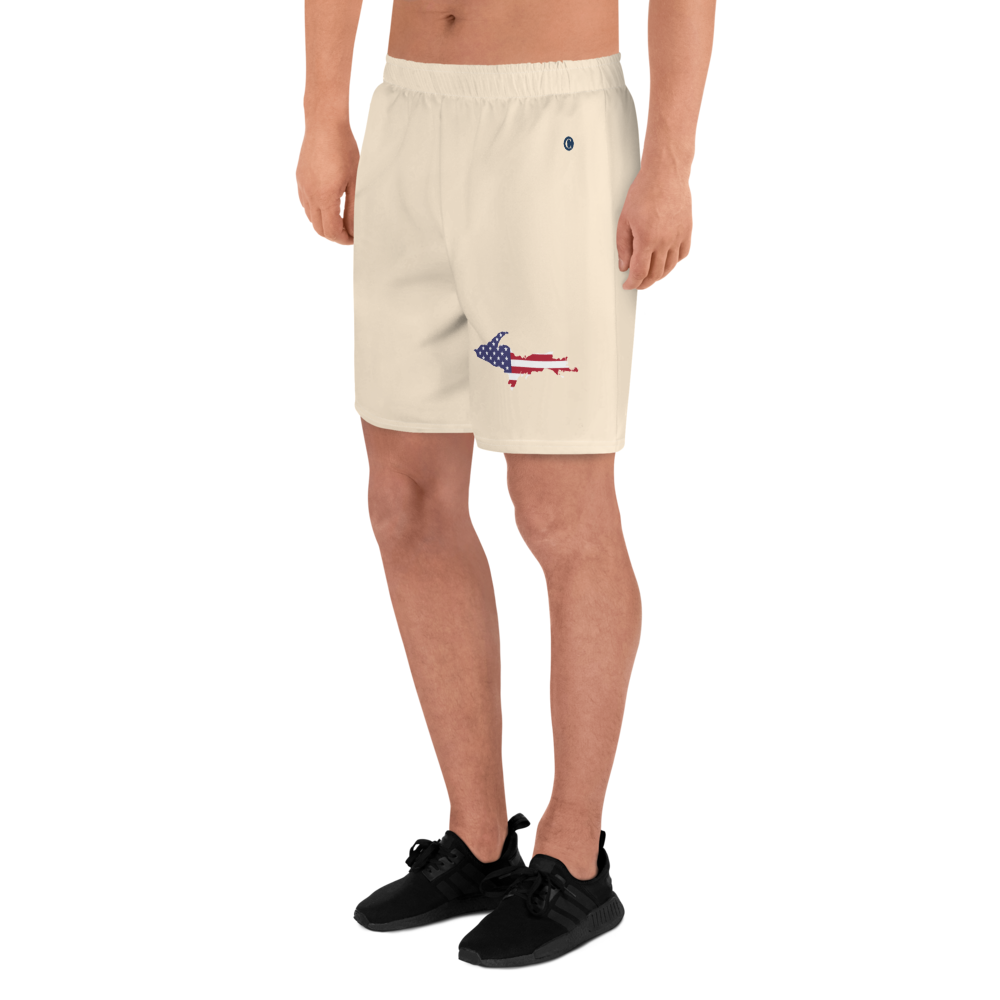 Michigan Upper Peninsula Athletic Shorts (w/ UP USA Flag) | Men's - Champagne White