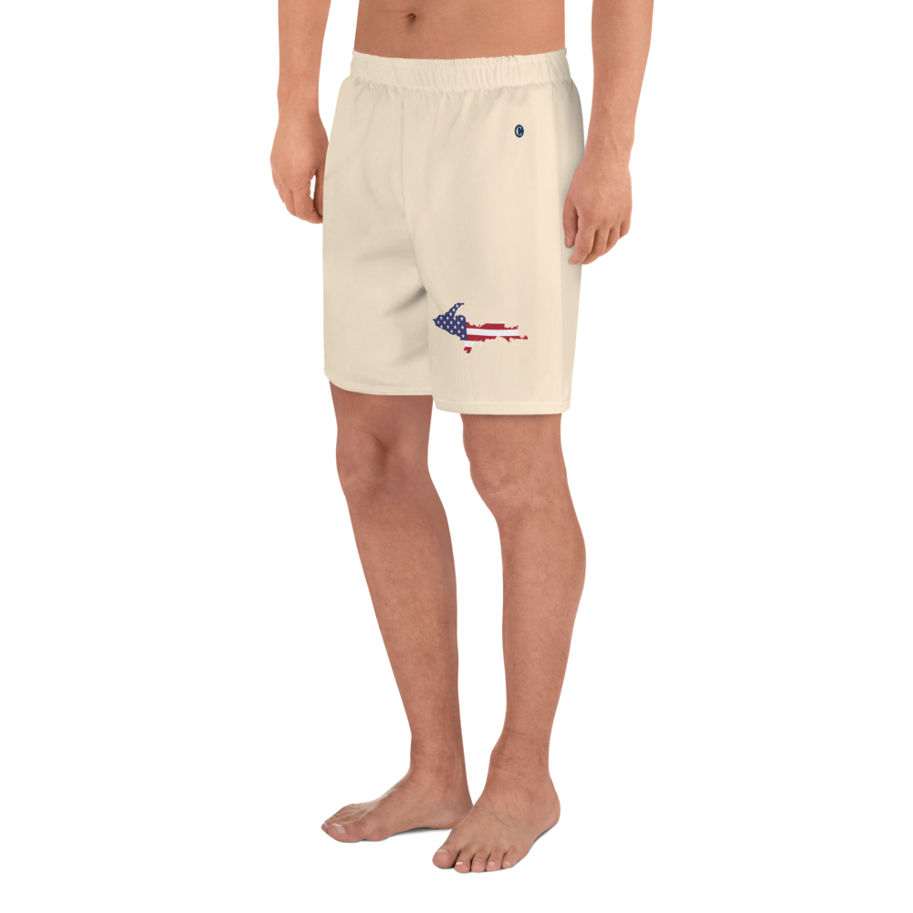 Michigan Upper Peninsula Athletic Shorts (w/ UP USA Flag) | Men's - Champagne White