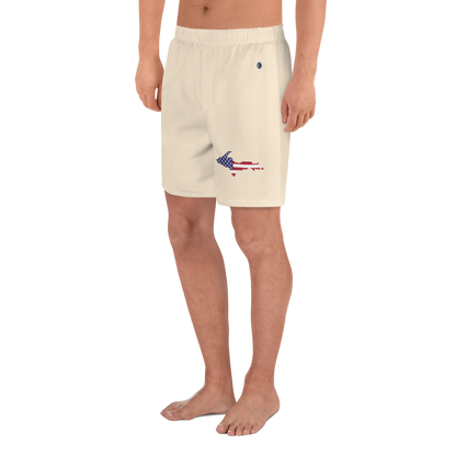 Michigan Upper Peninsula Athletic Shorts (w/ UP USA Flag) | Men's - Champagne White