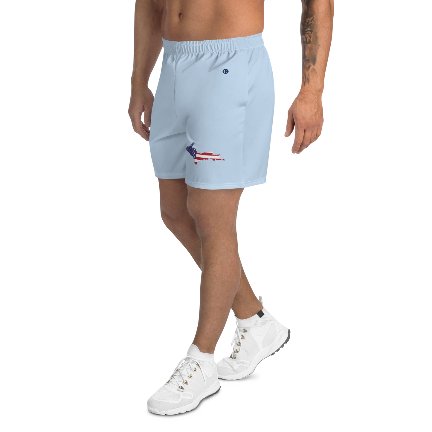 Michigan Upper Peninsula Athletic Shorts (w/ UP USA Flag) | Men's - Light Blue