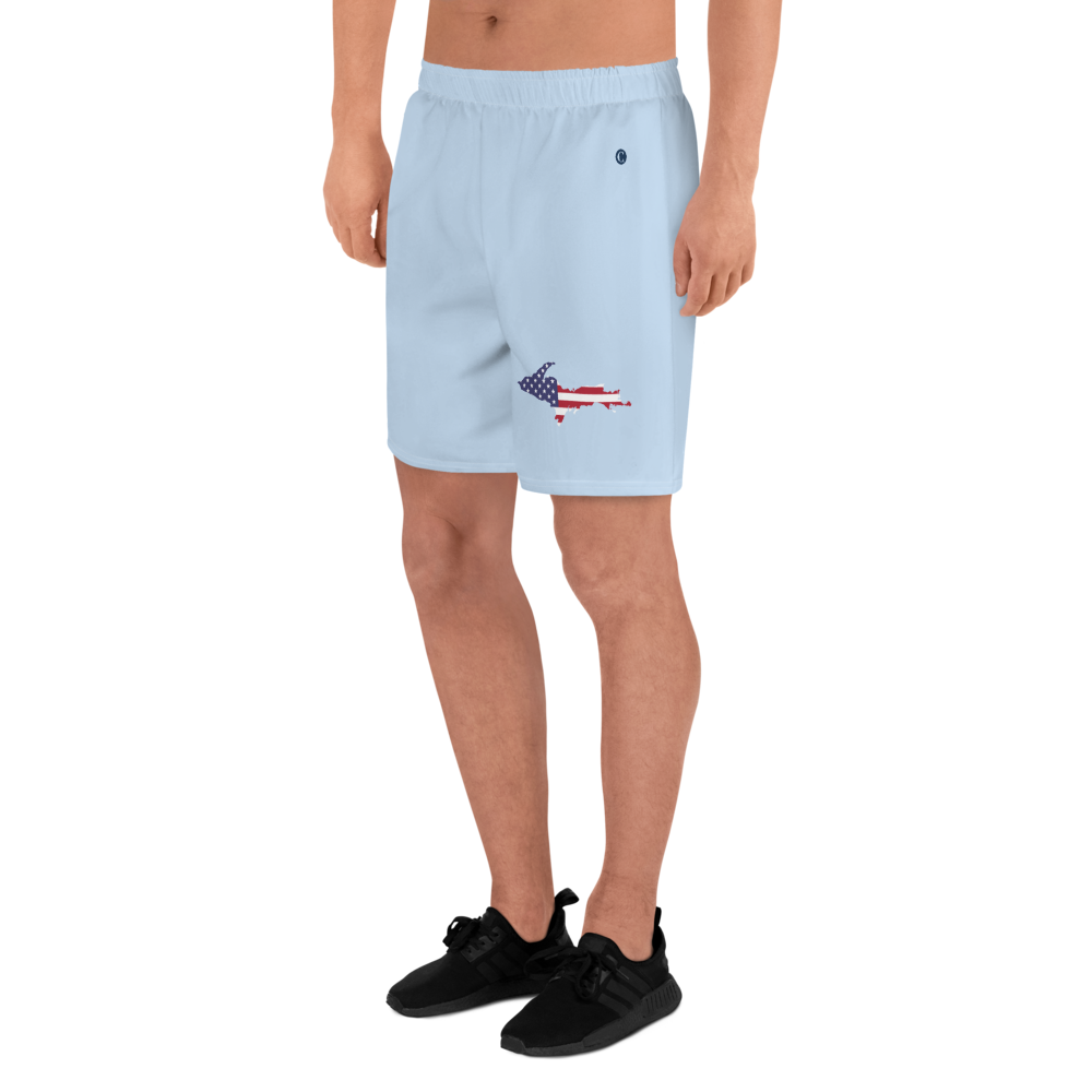 Michigan Upper Peninsula Athletic Shorts (w/ UP USA Flag) | Men's - Light Blue