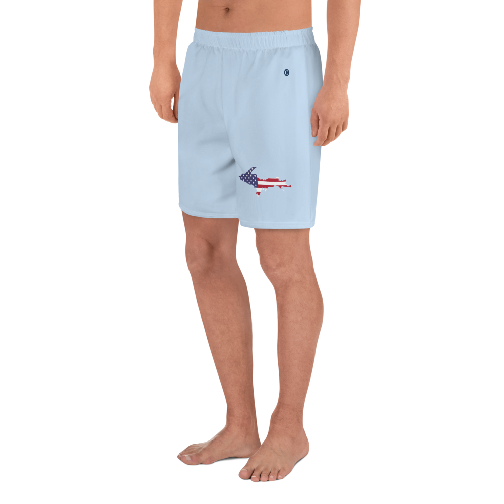 Michigan Upper Peninsula Athletic Shorts (w/ UP USA Flag) | Men's - Light Blue