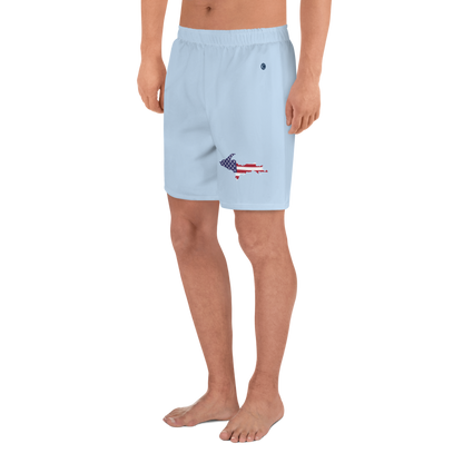 Michigan Upper Peninsula Athletic Shorts (w/ UP USA Flag) | Men's - Light Blue