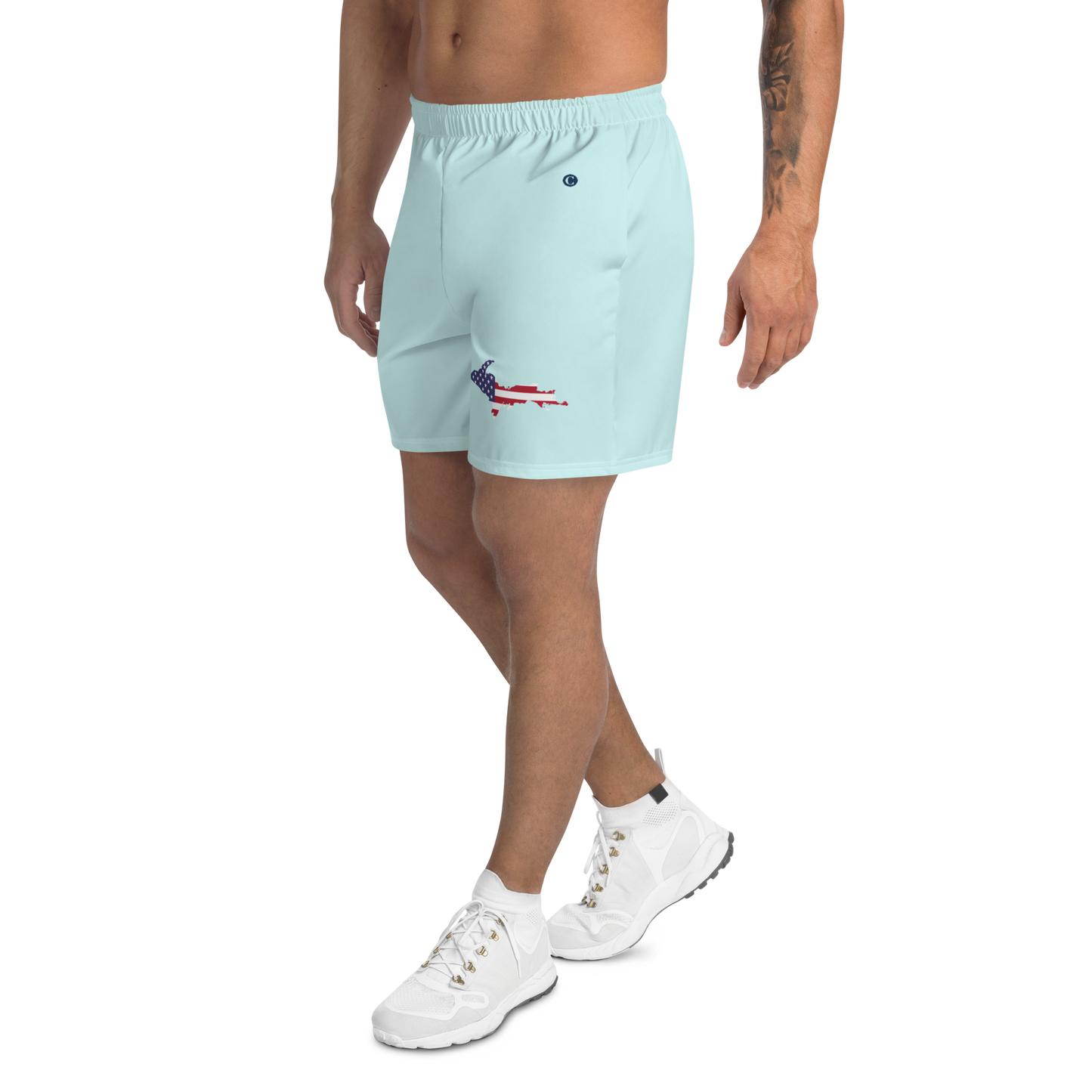 Michigan Upper Peninsula Athletic Shorts (w/ UP USA Flag) | Men's - Cyan