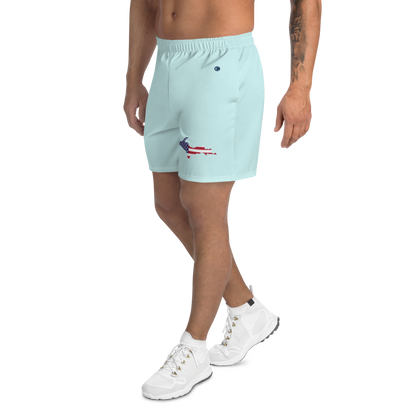 Michigan Upper Peninsula Athletic Shorts (w/ UP USA Flag) | Men's - Cyan