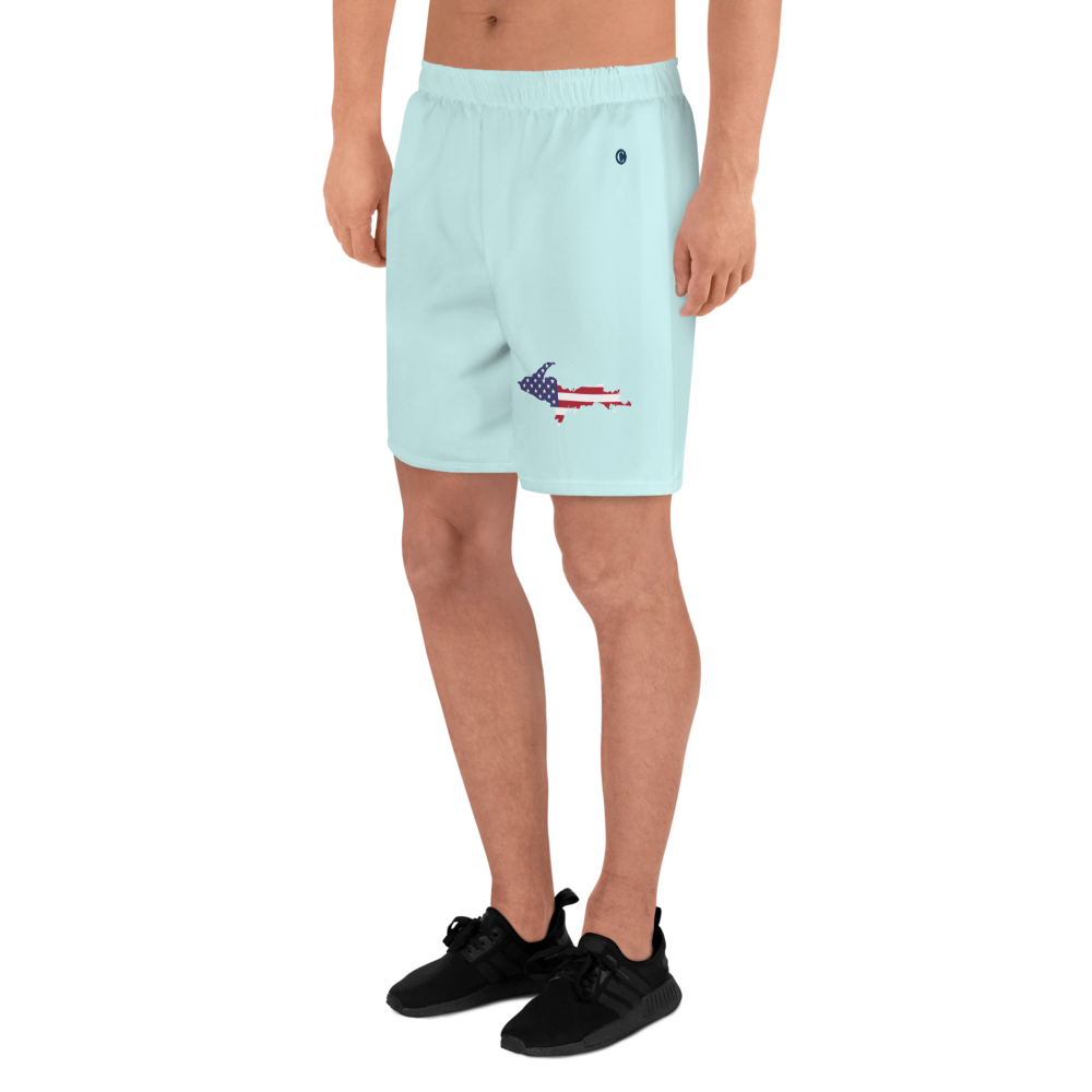 Michigan Upper Peninsula Athletic Shorts (w/ UP USA Flag) | Men's - Cyan